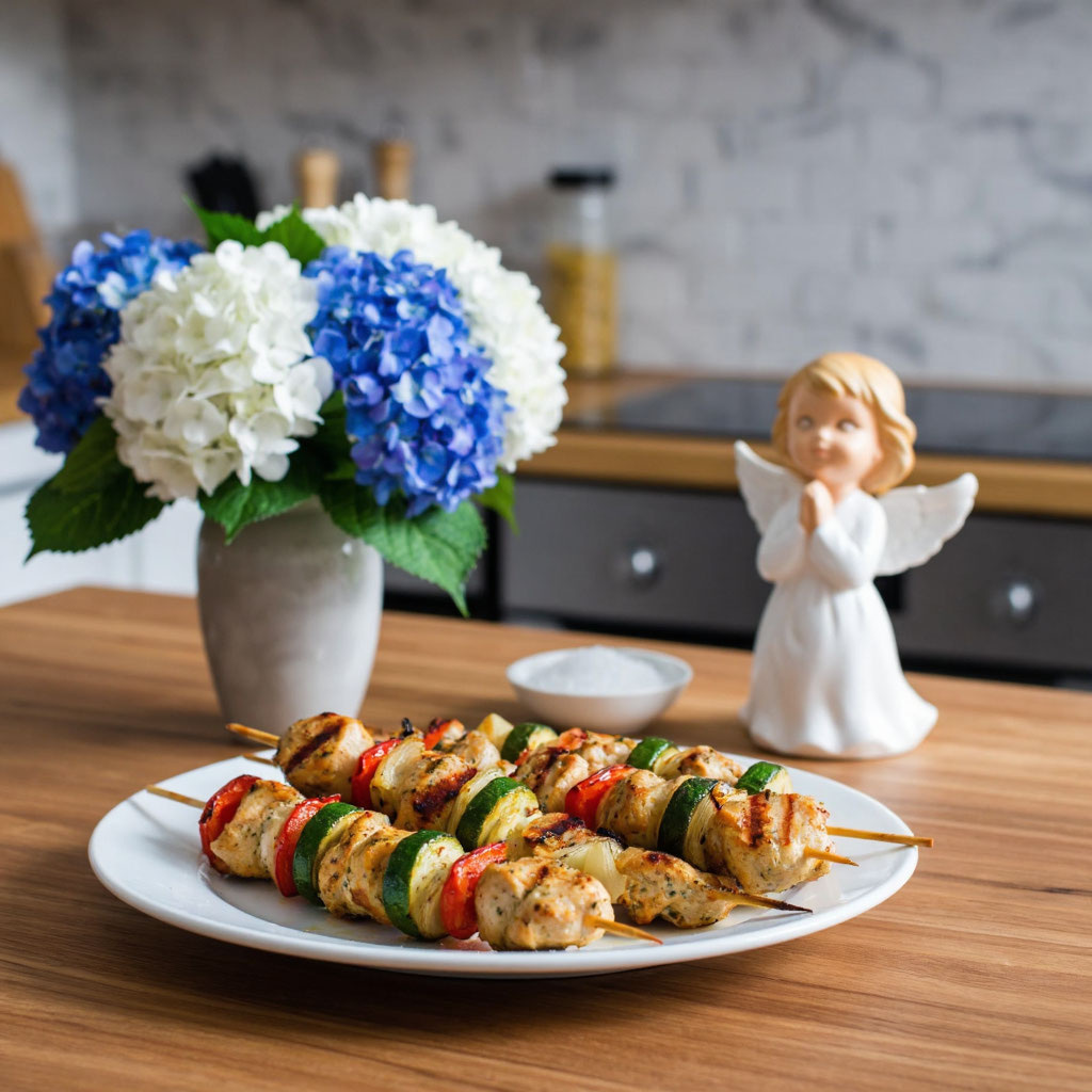 Куриные шашлычки с овощами