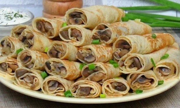 Блины с грибами