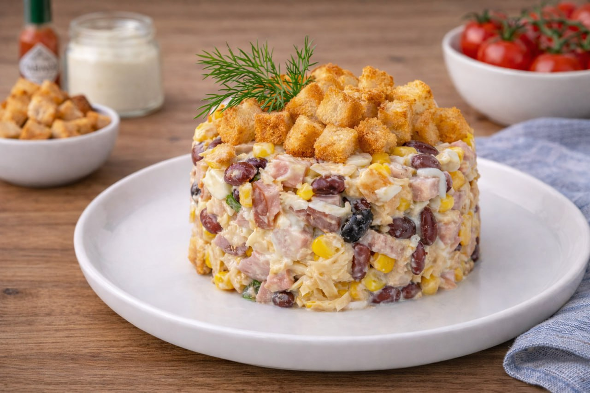 Ароматный салат с хрустом и чесноком для любого повода